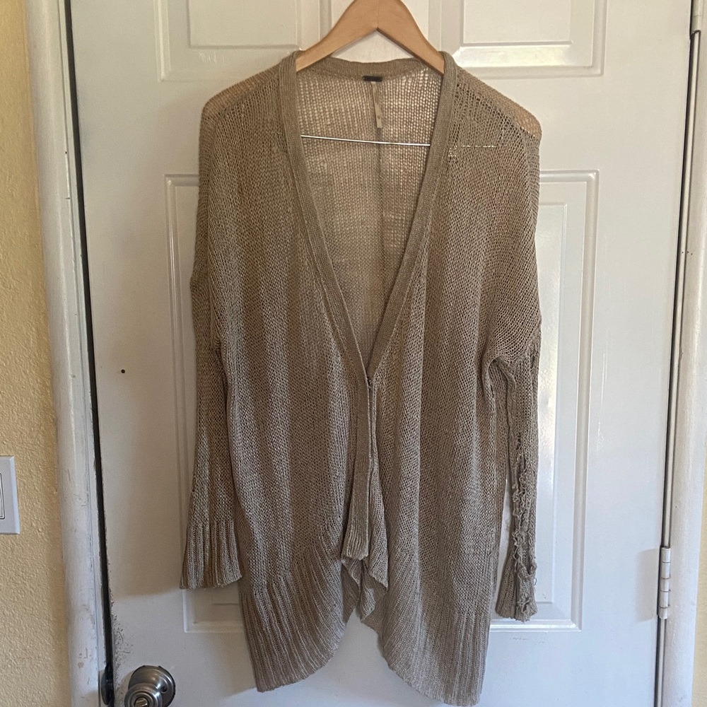 Free People Slouchy Grunge Distressed Boho Open Knit Oversized Cardigan XS